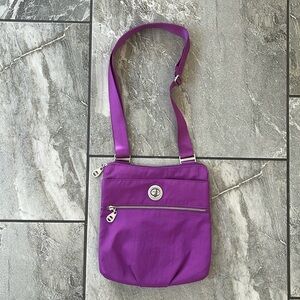 💜 Baggallini Large Purple Nylon Shoulder | Crossbody Bag One Strap